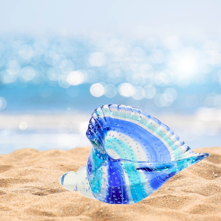 Zibo Handblown Art Glass - Blue Seashell