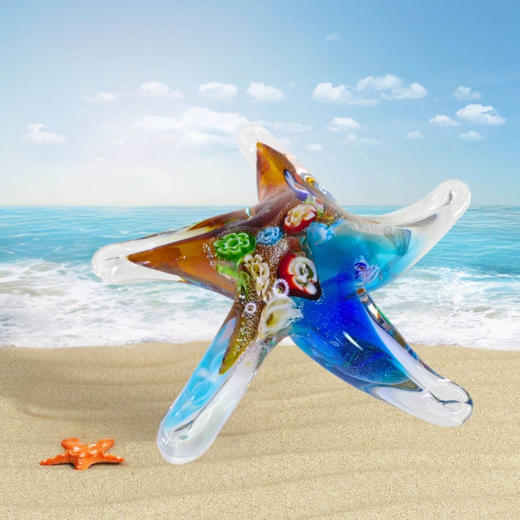 Zibo Handblown Art Glass - Millefiori Pattern Starfish