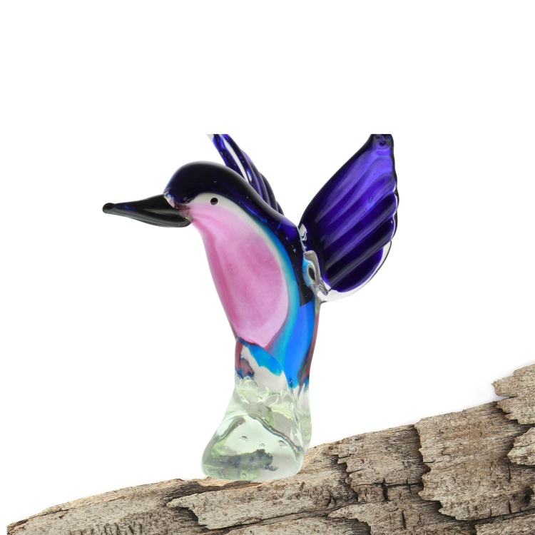 Zibo Handblown Art Glass - Blue Humming Bird