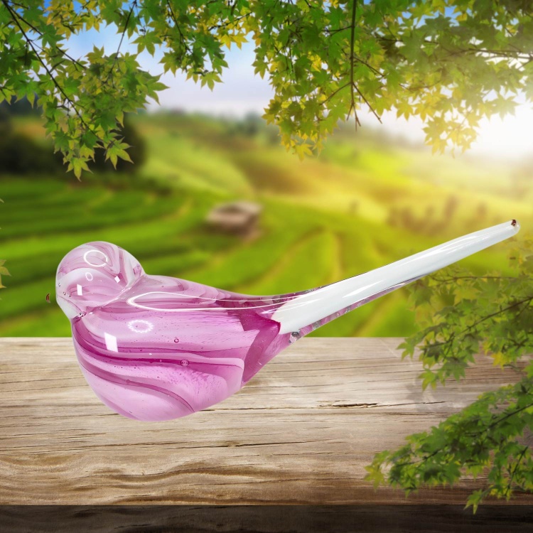 Zibo Handblown Art Glass - Long Tail Pink Bird