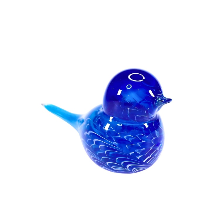 Zibo Handblown Art Glass - Blue Long Tail Bird