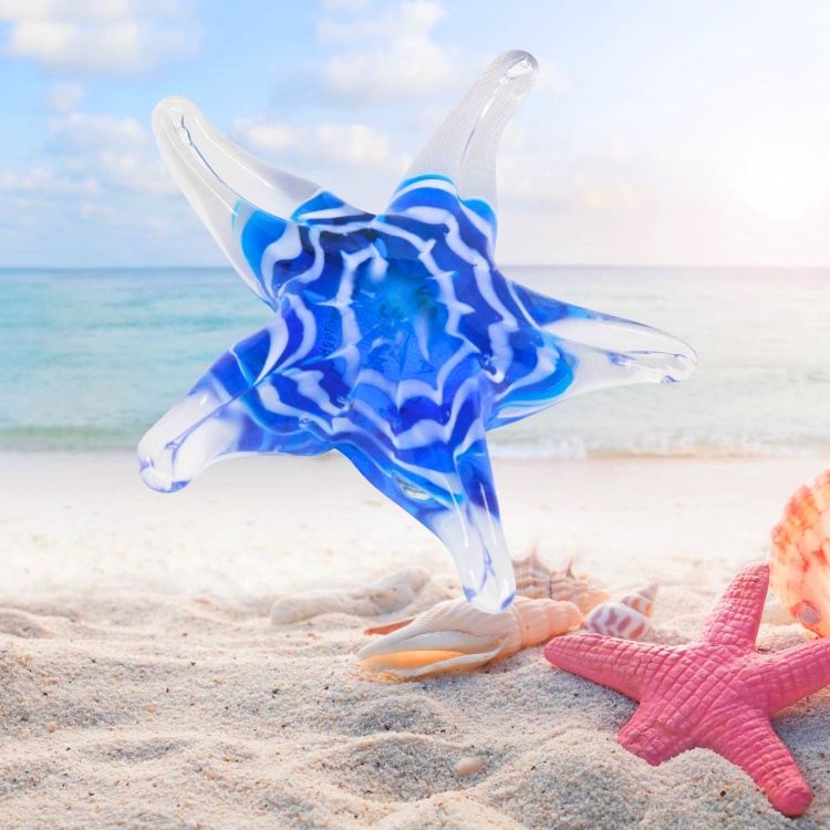 Zibo Handblown Art Glass - Blue Starfish