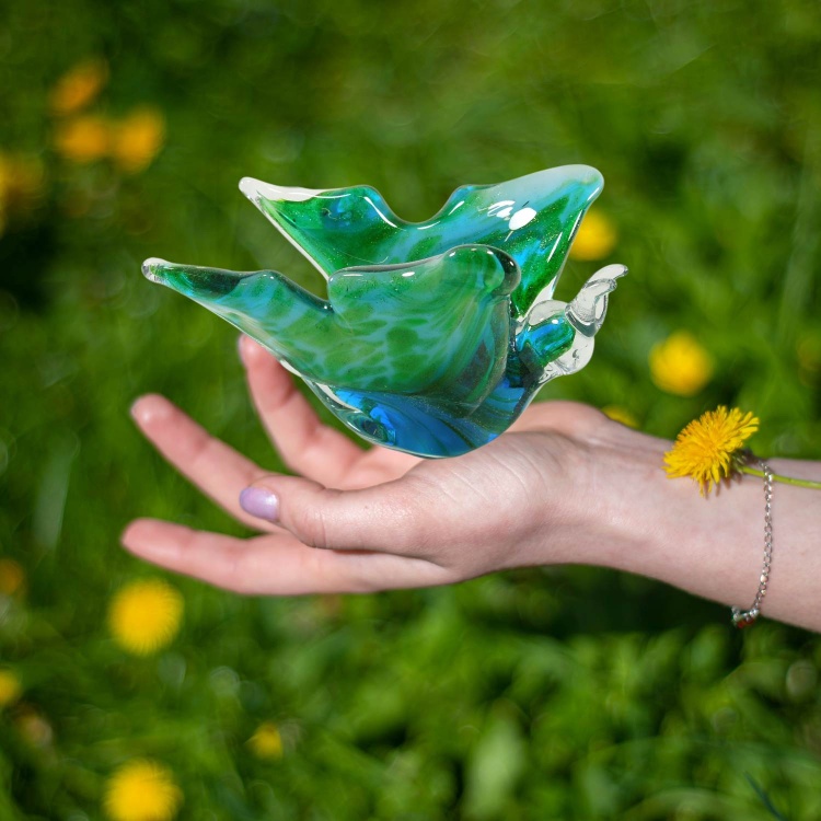 Zibo Handcrafted Art Glass Green Butterfly