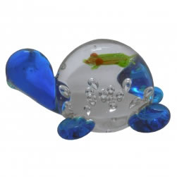 Blue Turtle with Green Frog