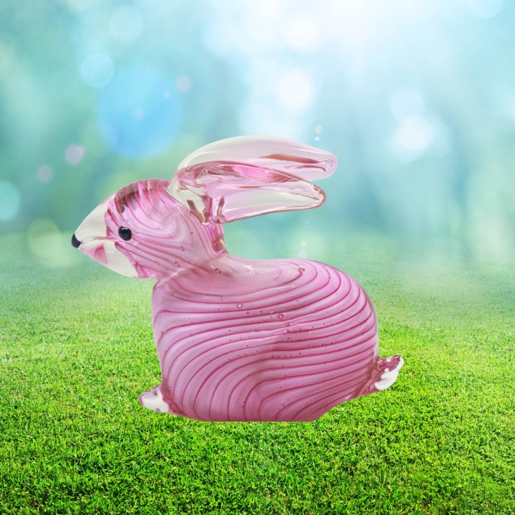 Zibo Handblown Art Glass - Pink Rabbit
