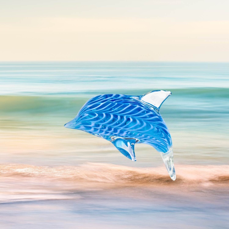 Zibo Handblown Art Glass - Blue Dolphin