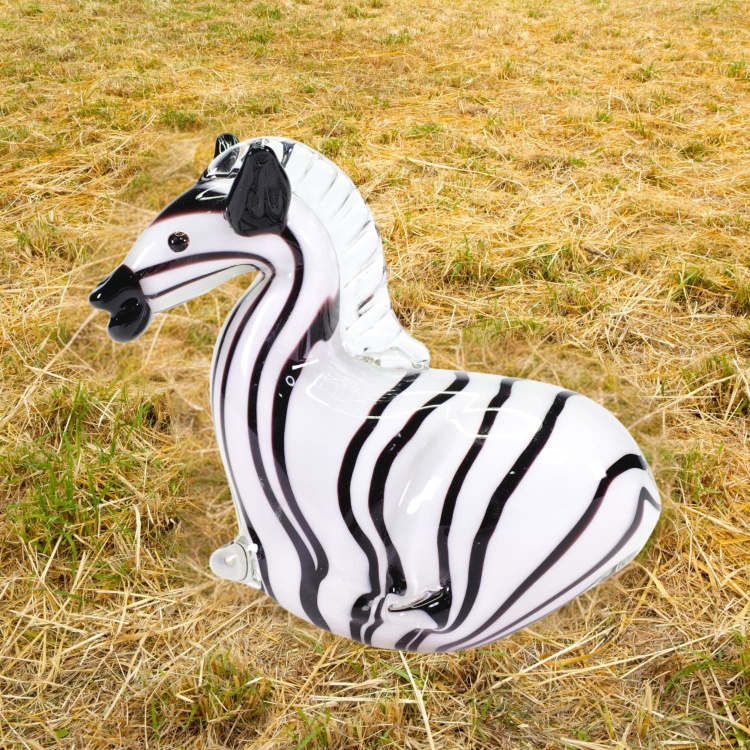 Zibo Handblown Art Glass - Resting Zebra