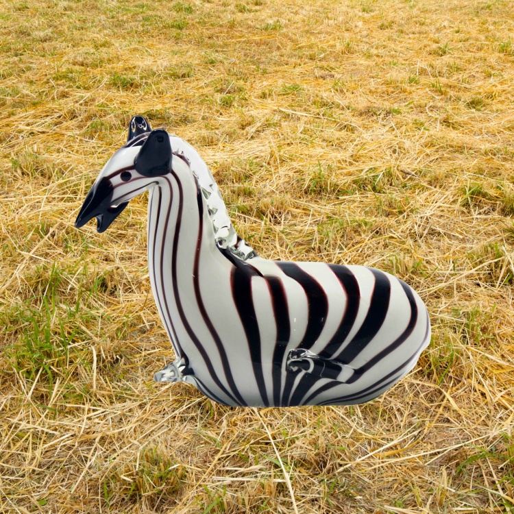 Zibo Handblown Art Glass - Resting Zebra