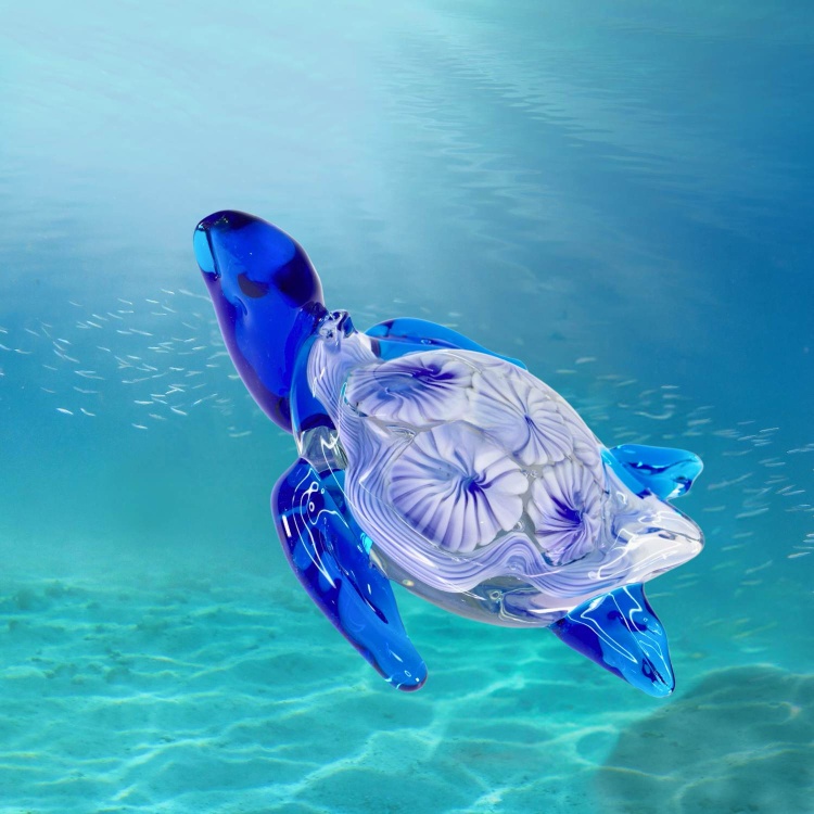 Zibo Handblown Art Glass - Blue Sea Turtle