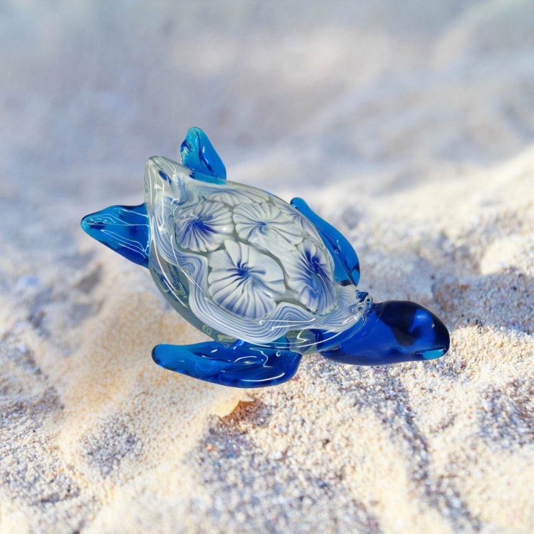 Zibo Handblown Art Glass - Blue Sea Turtle