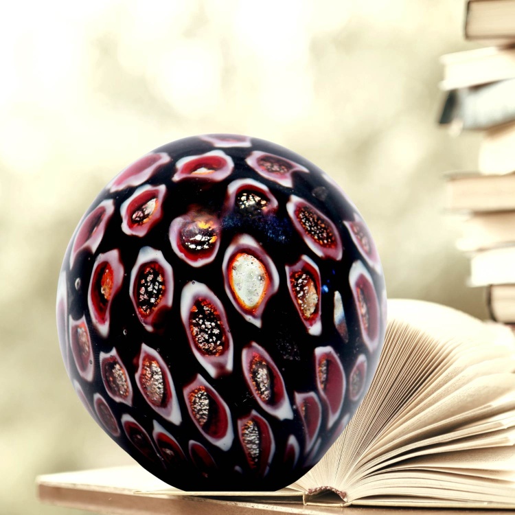 Handblown Zibo Art Glass - Paperweight with Silver Flakes