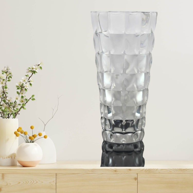 Clear Cut Vase With Pebbled Stained Glass Design