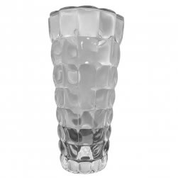 Clear Cut Vase With Pebbled Stained Glass Design