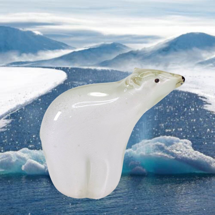 Zibo Handblown Art Glass - Standing Polar Bear