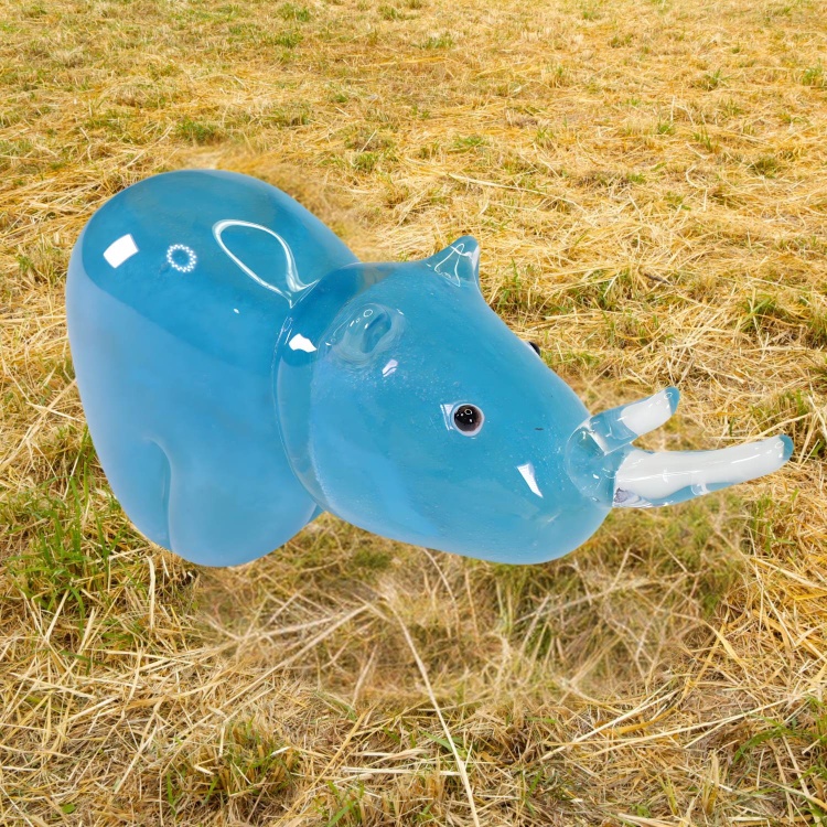Zibo Handblown Art Glass - Rhinoceros (Glow in Dark)