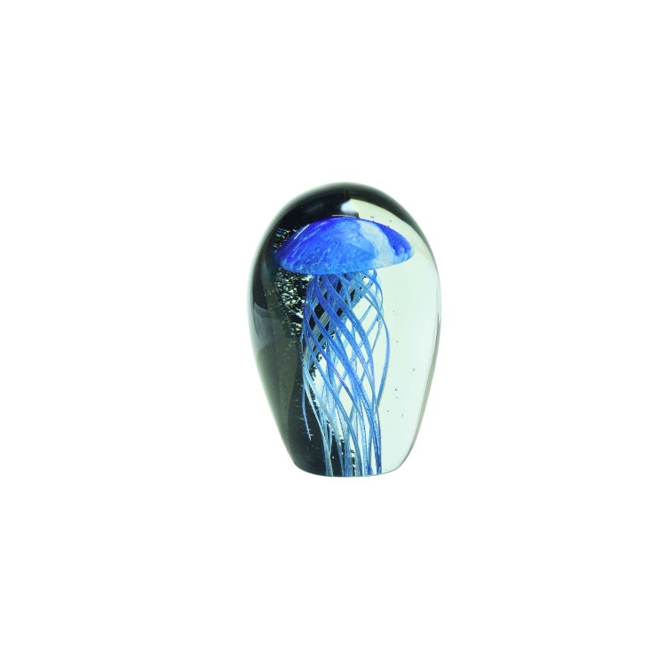 Zibo Handblown Art Glass - Dark Blue Jellyfish Paperweight