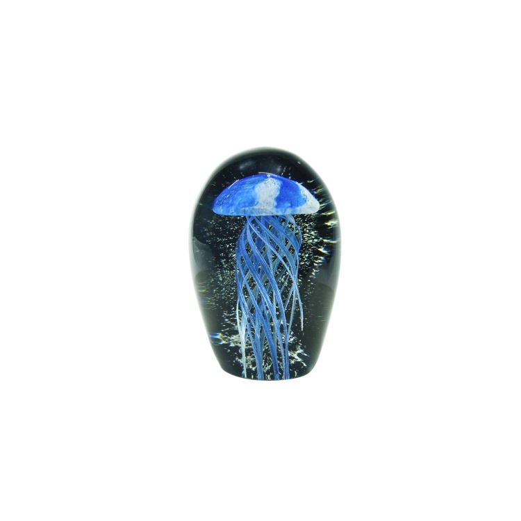 Zibo Handblown Art Glass - Dark Blue Jellyfish Paperweight
