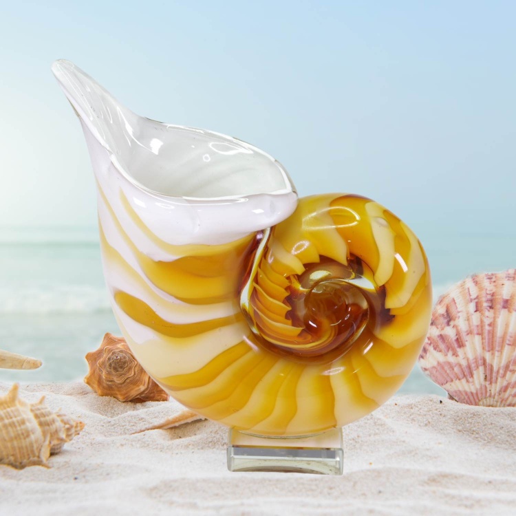 Zibo Handblown Art Glass - Nautilus Seashell with Gift Box