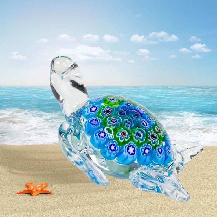 Zibo Handblown Art Glass - Millefiori  Pattern Turtle