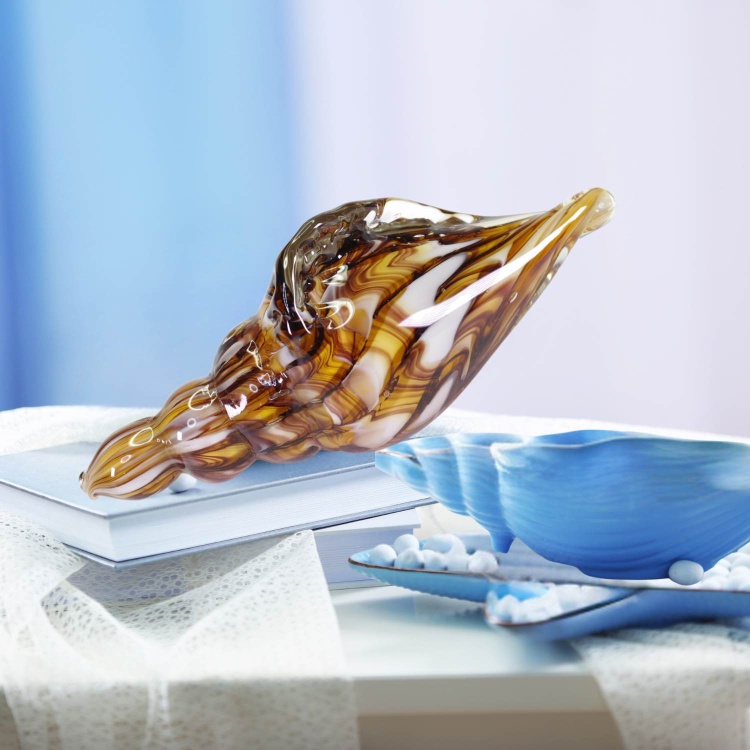 Zibo Handblown Art Glass - Mini Brown Seashell