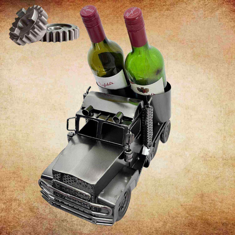 Handmade Nuts and Bolts Mack Truck Roadster Wine Bottle Holder