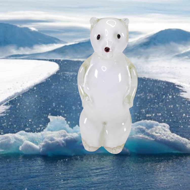 Zibo Handblown Art Glass - Standing Polar Bear