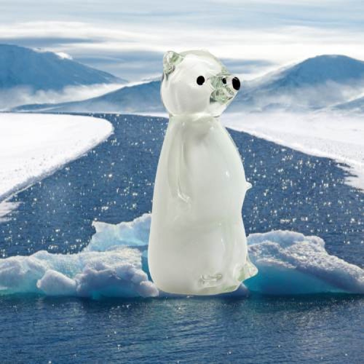 Zibo Handblown Art Glass - Standing Polar Bear