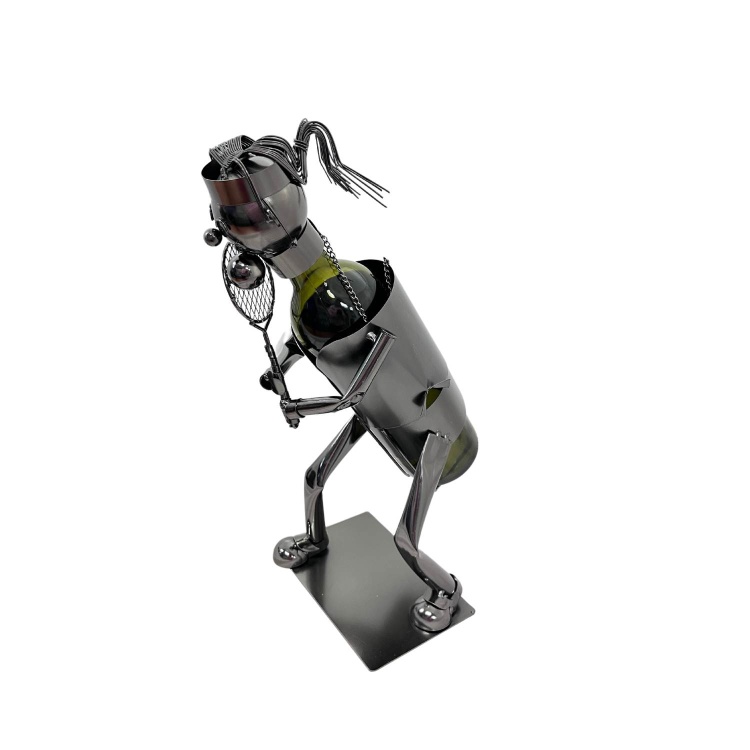Handmade Nuts and Bolts Tennis Player Single Wine Bottle Holder