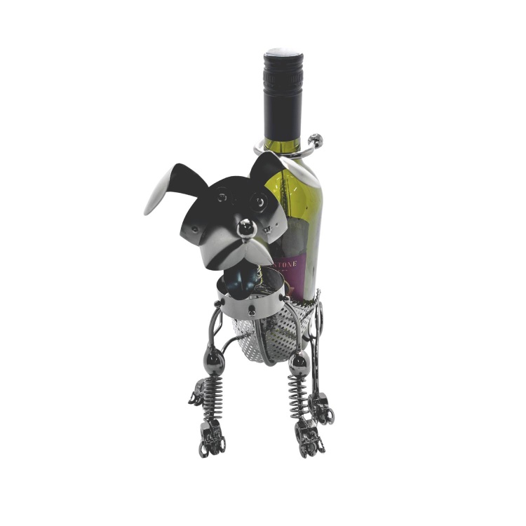 Handmade Nuts and Bolts Dog Single Wine Bottle Holder
