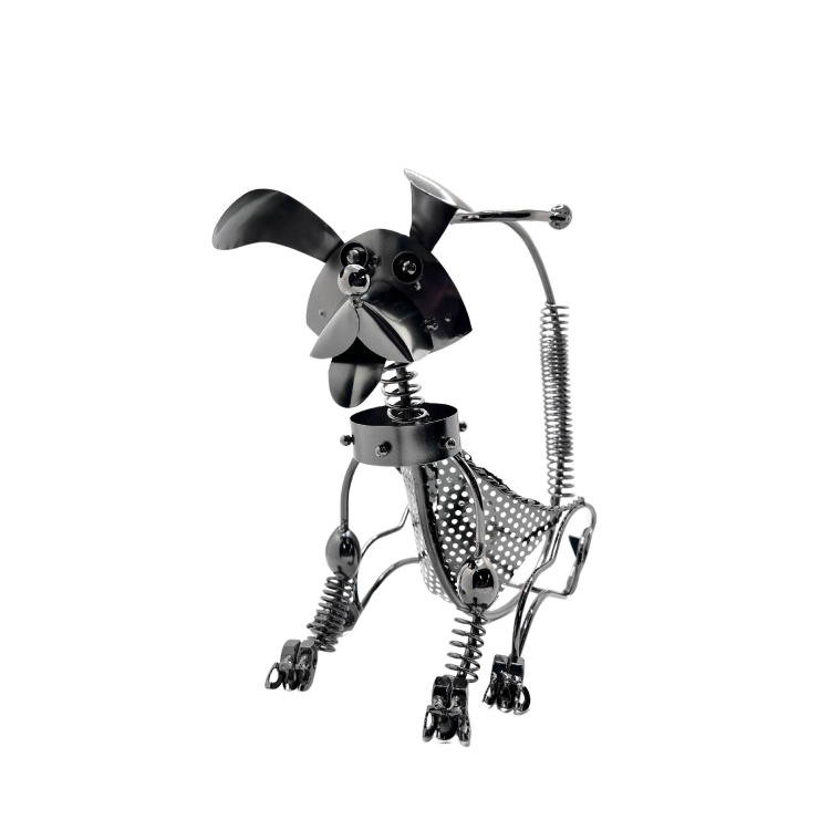 Handmade Nuts and Bolts Dog Single Wine Bottle Holder