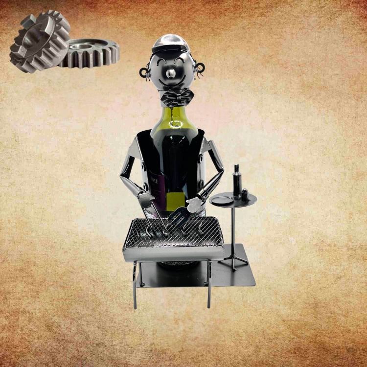 Handmade Nuts and Bolts BBQ Chef Single Wine Bottle Holder