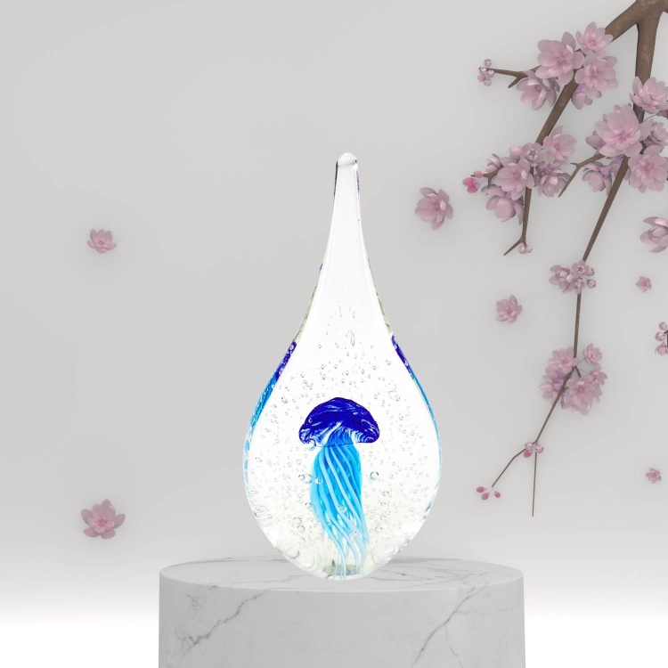 Zibo Handblown Art Glass - Waterdrop Blue Jellyfish