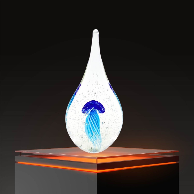 Zibo Handblown Art Glass - Waterdrop Blue Jellyfish