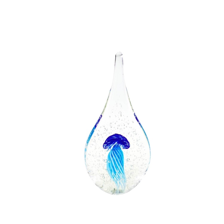 Zibo Handblown Art Glass - Waterdrop Blue Jellyfish