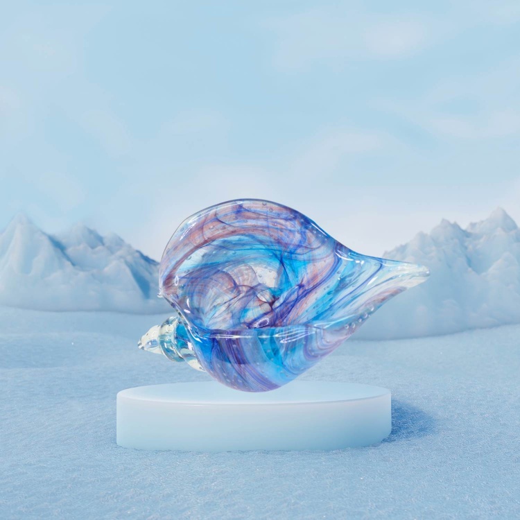 Zibo Handblown Art Glass - Blue Seashell