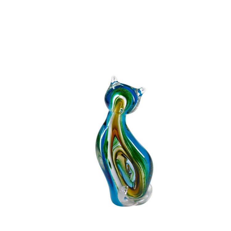 Zibo Handblown Art Glass - Multi Color Cat