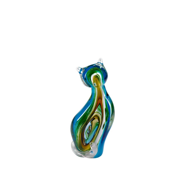Zibo Handblown Art Glass - Multi Color Cat