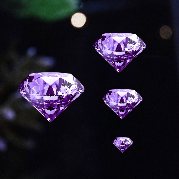 3cm Blue, Green, Lilac, Pink, Red Glass Display Diamonds