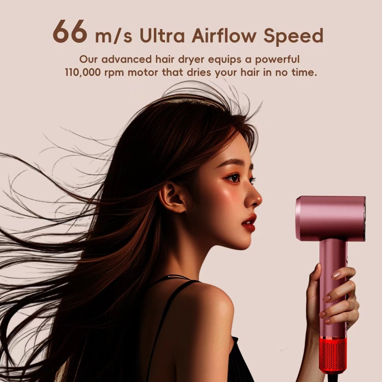 Aidesun UltraSpeed Hair Dryer 66m/s Airflow (Pink)