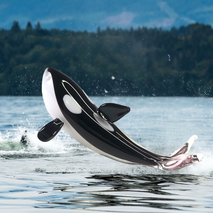 Zibo Handblown Art Glass - Killer Whale