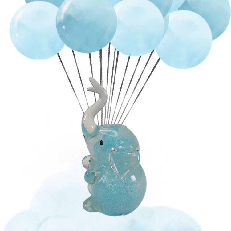 Zibo Handblown Art Glass - Baby Elephant (Glow in Dark)