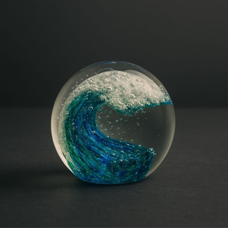 Zibo Handblown Art Glass - Wave Pattern Paperweight