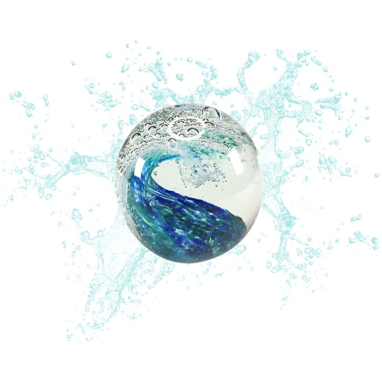 Zibo Handblown Art Glass - Wave Pattern Paperweight