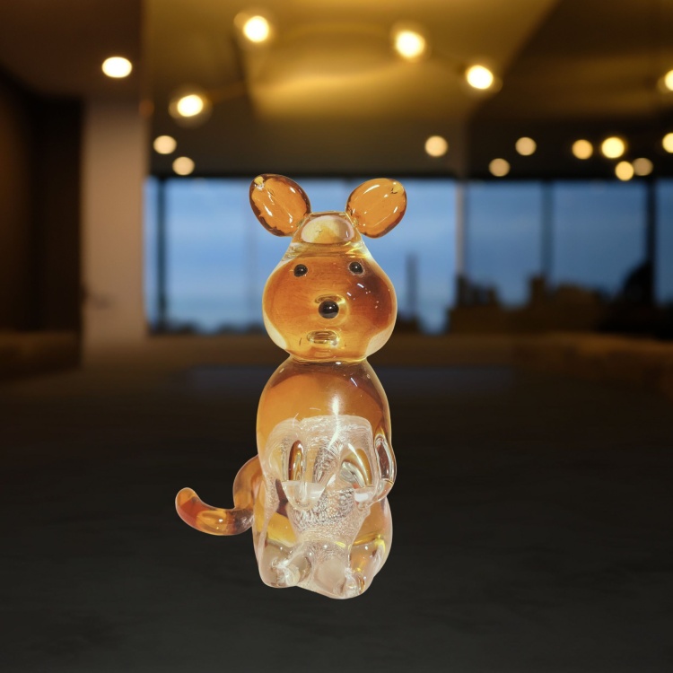 Zibo Handblown Art Glass -Amber Quokka