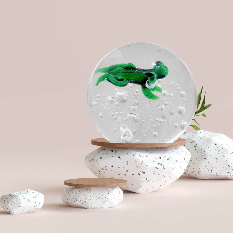 Handblown Glass Frog Pattern Paperweight