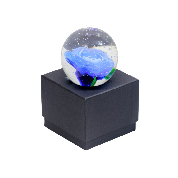 Paperweight Snowing Rose Blue