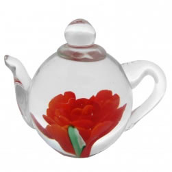 Teapot - Red Peony Flower