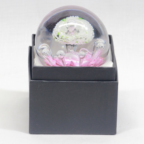 Paperweight Pink Base White Explosions