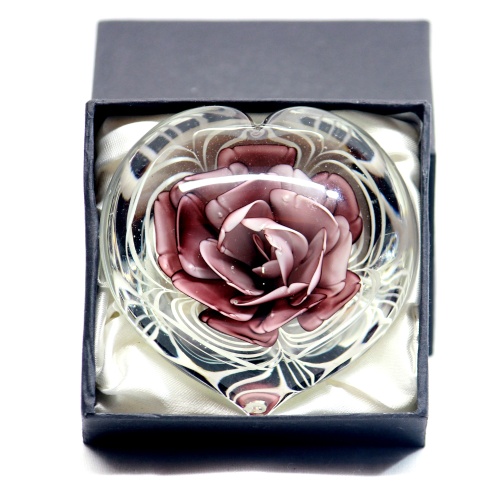 Heart - Lilac Rose Paperweight, Gift Box