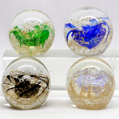 PAPERWEIGHT SET OF 4 KENJASPER, GLASS PAPER WEIGHTS, GIFTS, KENJASPER